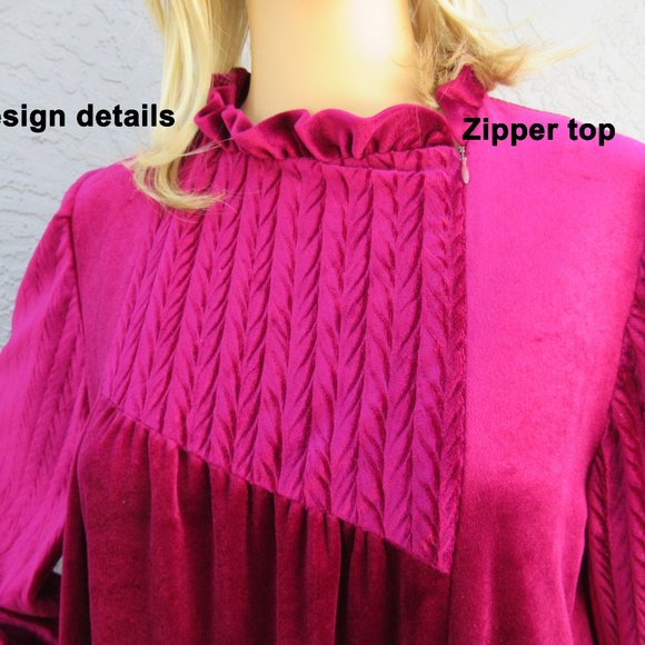 Sz MED Lisanne Robe, Full length zip front robe, Raspberry pink polyester/nylon - Picture 6 of 14